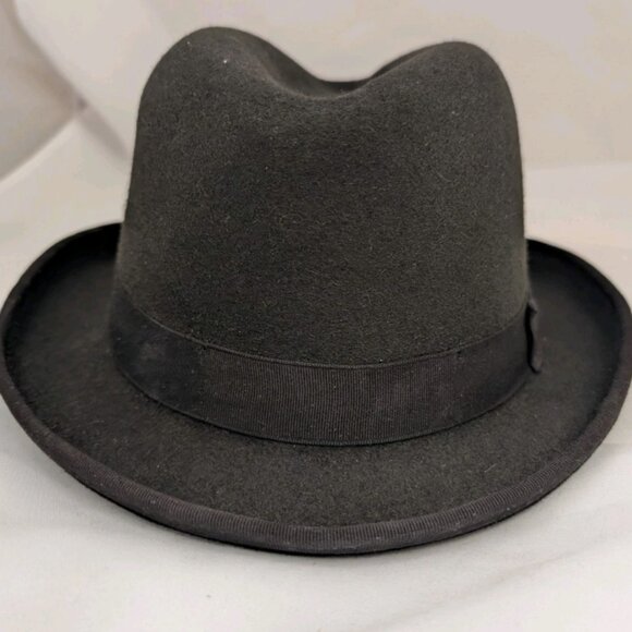Worth & Worth X John Varvatos Gray Homburg Felt Hat Made in US VTG Sz 59 (7 3/8) - Picture 1 of 9